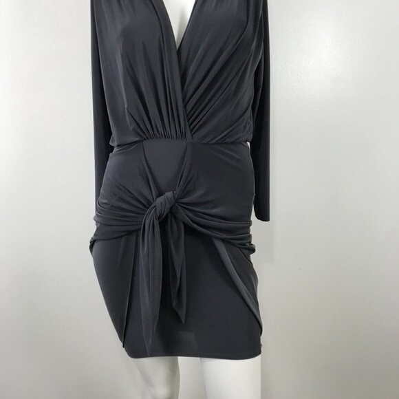 Misa Los Angeles Wrap Front Slinky Mini Dress with Raw Hemlines - Picture 6 of 15